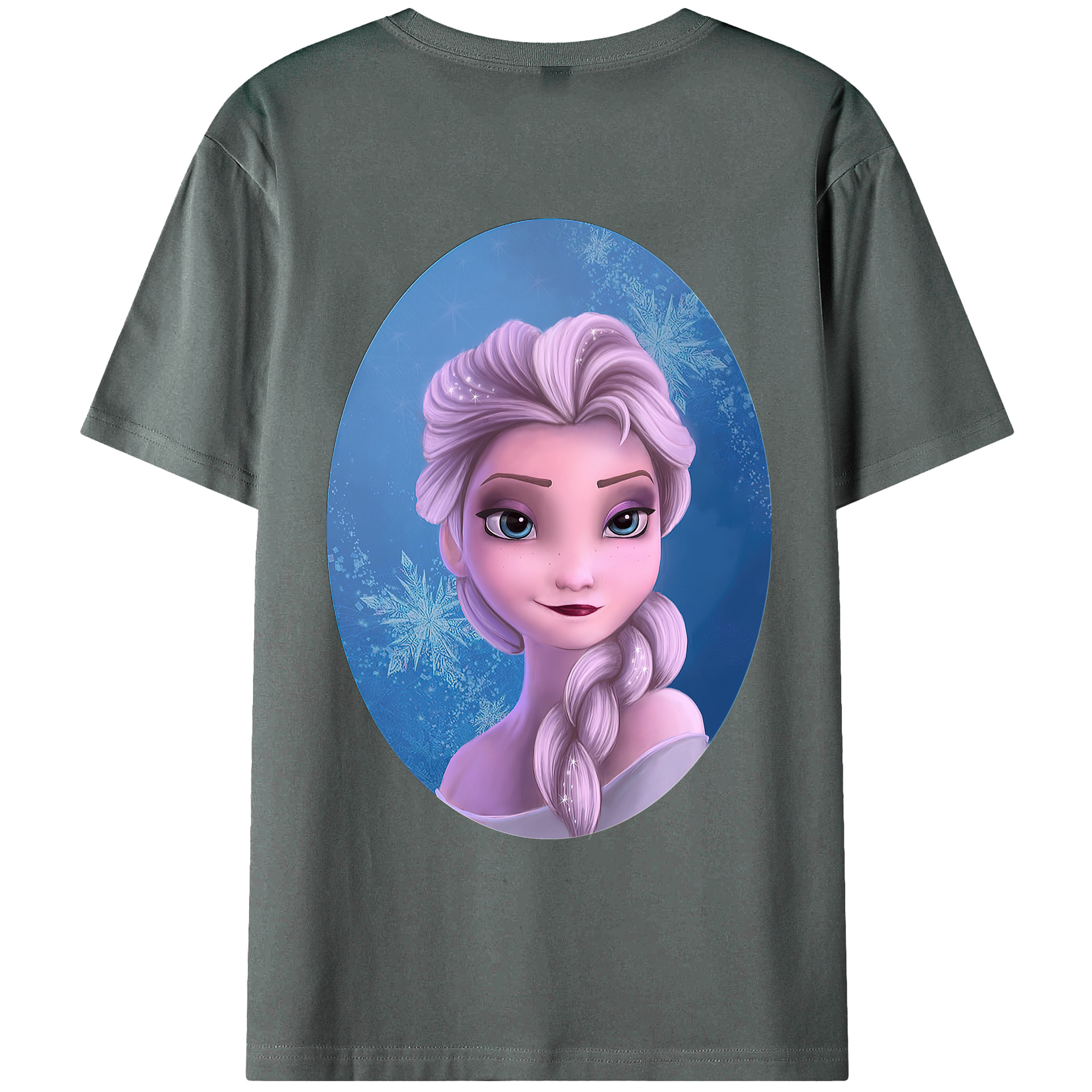 （画像用） アナと雪の女王 アンナ エルサ Frozen Anna Elsa 綿100％ メンズ半袖Tシャツ（バックプリント） 通気性